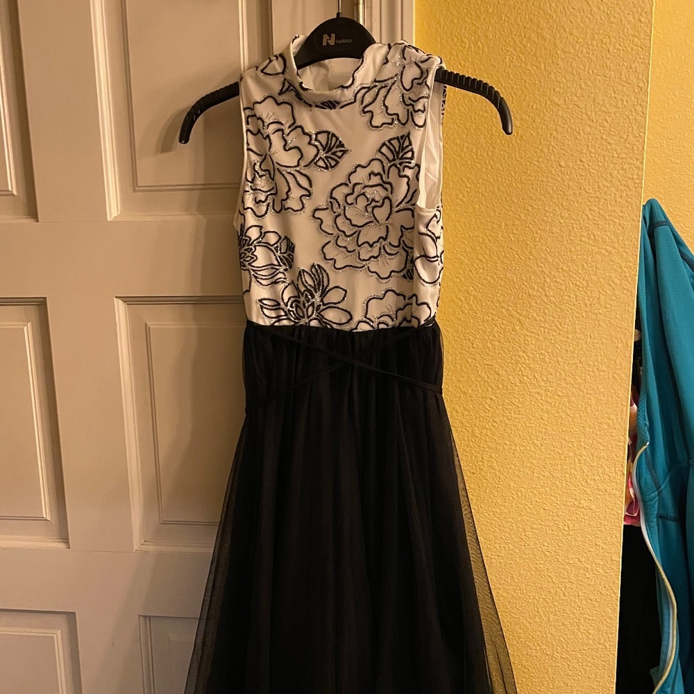 Girls Size 7 Dark blue and white Holiday Dress